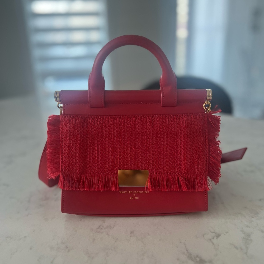 Want Les Essentiels - Red Fringe and Leather Handbag